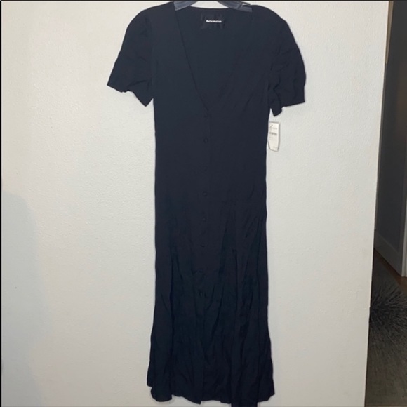 NEW REFORMATION Locklin Black dress size 2 Classic Dress - Picture 7 of 10